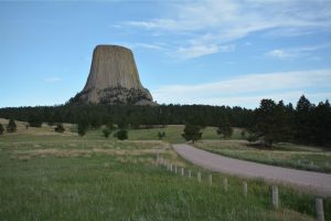 A view of Devils Tower National Monument from within the park